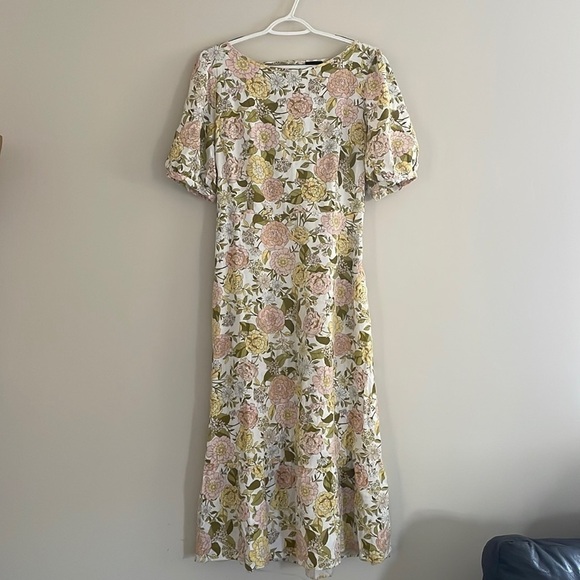 Who what wear floral linen dress long large - Picture 1 of 11